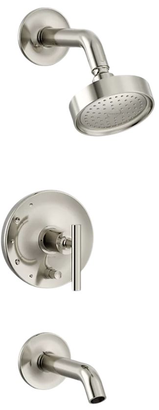 KOHLER® Purist® Rite-Temp® Vibrant Polished Nickel 1.75 GPM Bath and Shower Trim Kit with Push-Button Diverter and Lever Handle-0