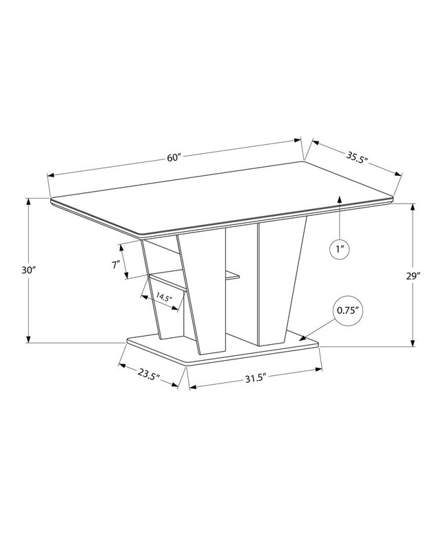 Monarch Specialties Inc. Dark Grey 36" x 60" Stone Top Dining Table with Black Laminate Base-2