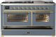 Ilve® Majestic III 60" Blue Grey Freestanding Dual Fuel Liquid Propane Range with Triple Glass Door and Brass Trim-1