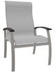 Telescope Casual Belle Isle Abalone/Warm Gray Aluminum/Fabric Outdoor Sling Supreme Arm Chair with Chestnut Rustic Polymer Arm Accent-0