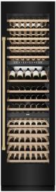 ZLINE Autograph Edition 24" in. 12.4 Cu. Ft. Triple Zone 100 Bottle Column Wine Cooler in Black Stainless Steel and Champagne Bronze Accents-3