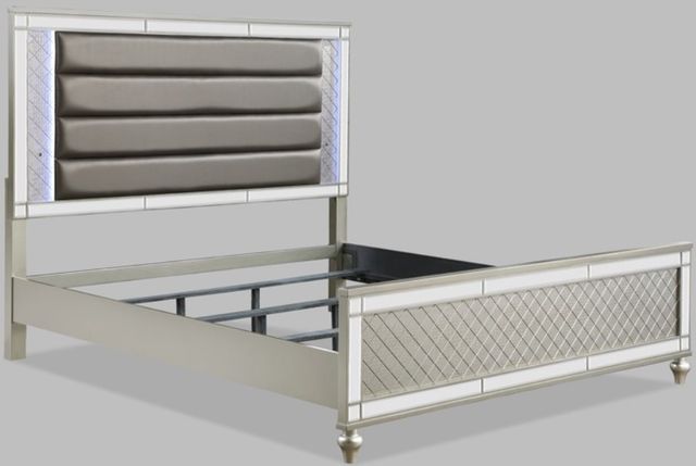 Crown Mark Christian Champagne Queen Upholstered Panel Bed-1