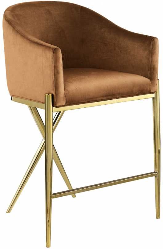 Meridian Furniture Xavier Saddle/Gold Velvet Counter Stool-0