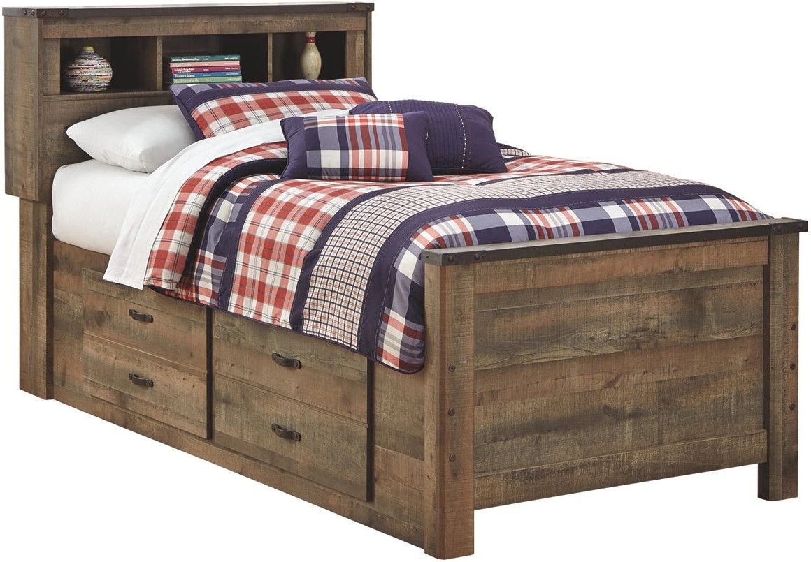 Signature Design by Ashley® Trinell Rustic Brown Twin Bookcase Storage Bed