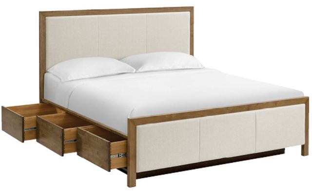 Whittier Wood® Furniture Bailey Nutmeg King Upholstered Storage Panel Bed-3