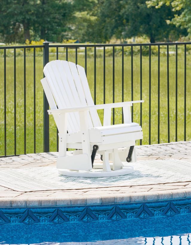 Signature Design by Ashley® Hyland Wave White Polyethylene/Stainless Steel Outdoor Swivel Glider Chair-4