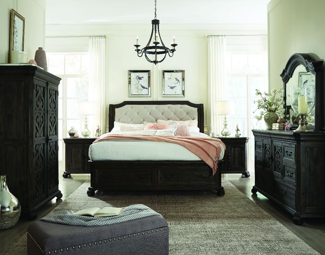 Magnussen Home® Bellamy Beige/Peppercorn California King Upholstered Sleigh Bed-1