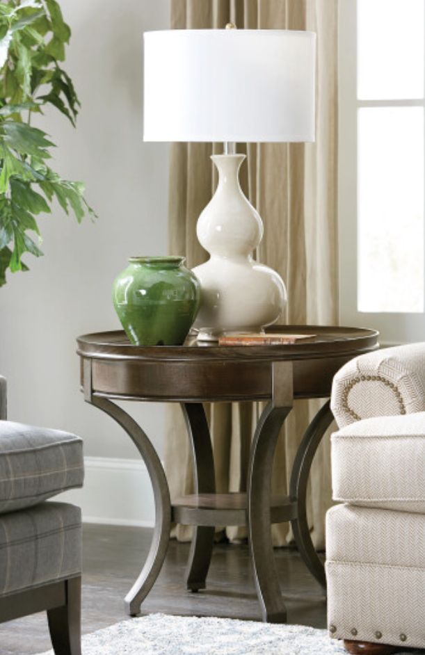 Hammary® Sunset Valley Maple Round End Table with Silver Base-1