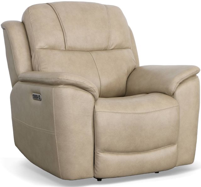 Flexsteel® Crew Pebble Power Recliner with Power Headrest and Lumbar-0