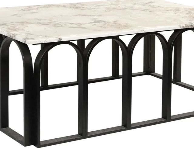 Harp & Finial® Maro Marble Top Matte Black Coffee Table-1