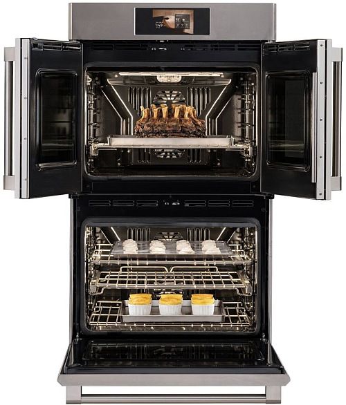 Monogram® Statement 30" Stainless Steel Double Electric Wall Oven with French Doors-3