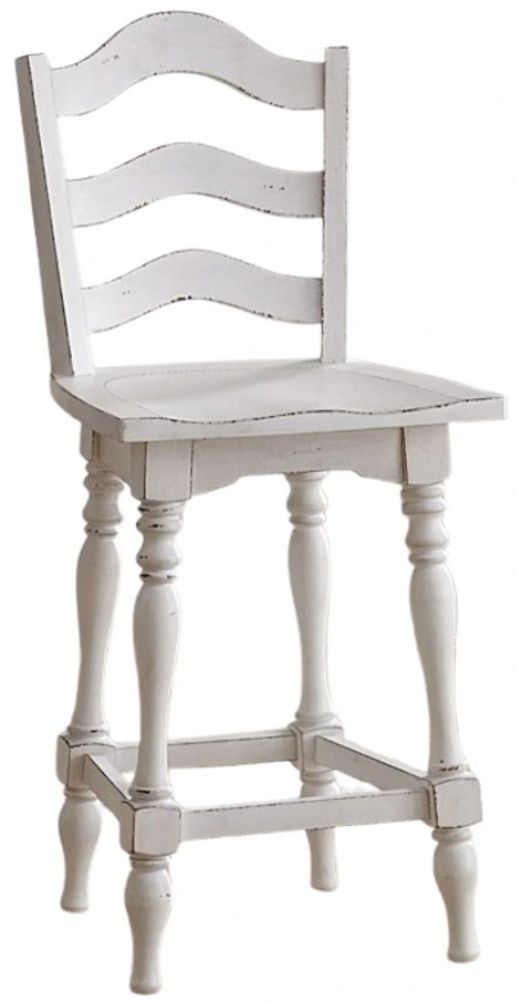 Liberty Furniture Magnolia Manor Antique White Ladderback Swivel Counter Height Chair-0