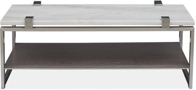 Magnussen Home® Paradox Pearl White Rectangular Cocktail Table with Platinum Frame -1