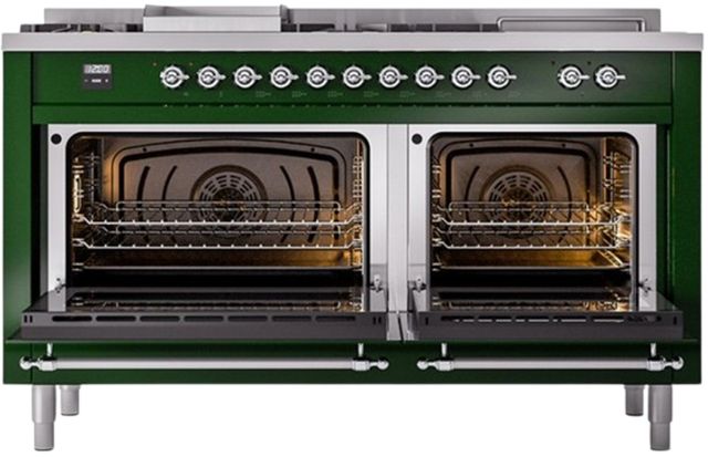 Ilve® Nostalgie II Series 60" Emerald Green Pro Style Dual Fuel Range-1
