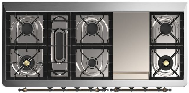 Ilve® Majestic III 60" Stainless Steel Pro Style Dual Fuel Natural Gas Range with Solid Door and Burnished Trim-3