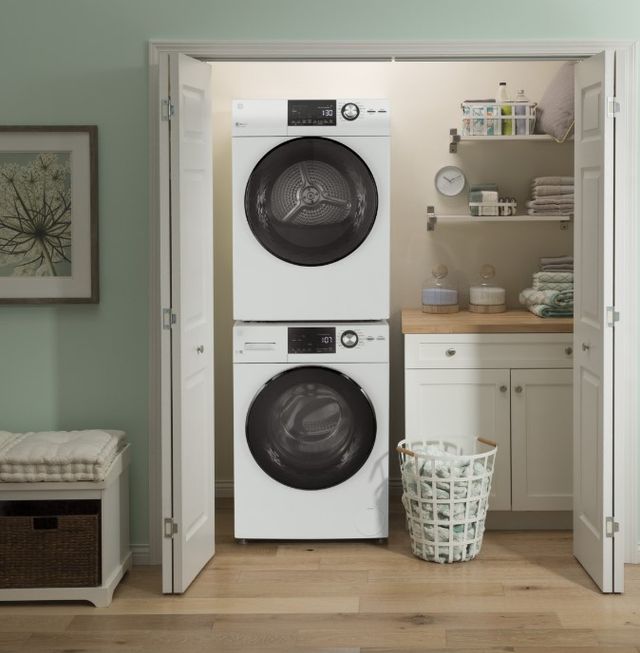 GE Ventless Dryer GE 4.3 Cu. Ft. White Front Load Electric Dryer with Stainless Steel Basket