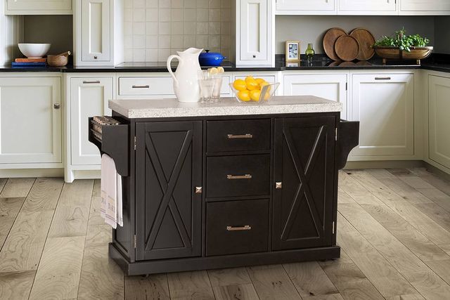 HH2 Home Brigham Rich Black Kitchen Island with Granite Top-1