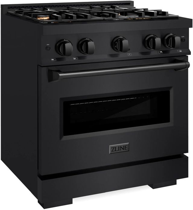 ZLINE Classic 30" Black Stainless Steel Pro Style Dual Fuel Range-1