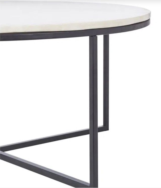 Renwil® Livia White Marble Top Coffee Table with Matte Black Base-4