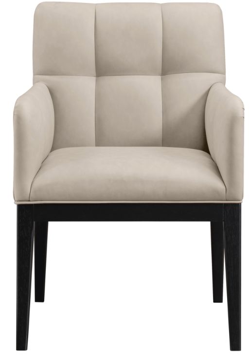 Meridian Furniture Adrian Taupe/Black Leather Upholstered Dining Arm Chair-1