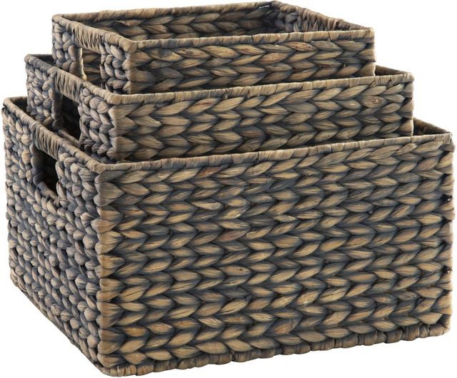 Signature Design by Ashley® Elian 3-Piece Antique Gray Basket Set-0
