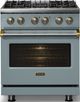 Viking® 5 Series 30" November Sky Pro Style Dual Fuel (LP) Range with Brushed Brass Trim-2