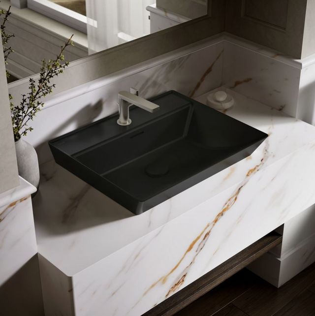 Kohler Brazn® Honed Black 23" Rectangular Vessel Bathroom Sink-2