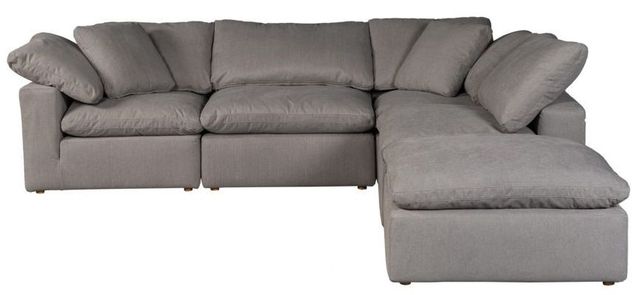 Moe's Home Collection Clay Dream 5-Piece Light Grey L-Shaped Modular Sectional and Ottoman-2