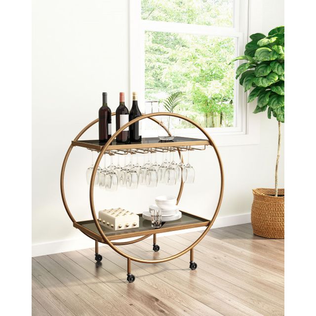 Zuo® Modern Arc Gold and Black Bar Cart-3