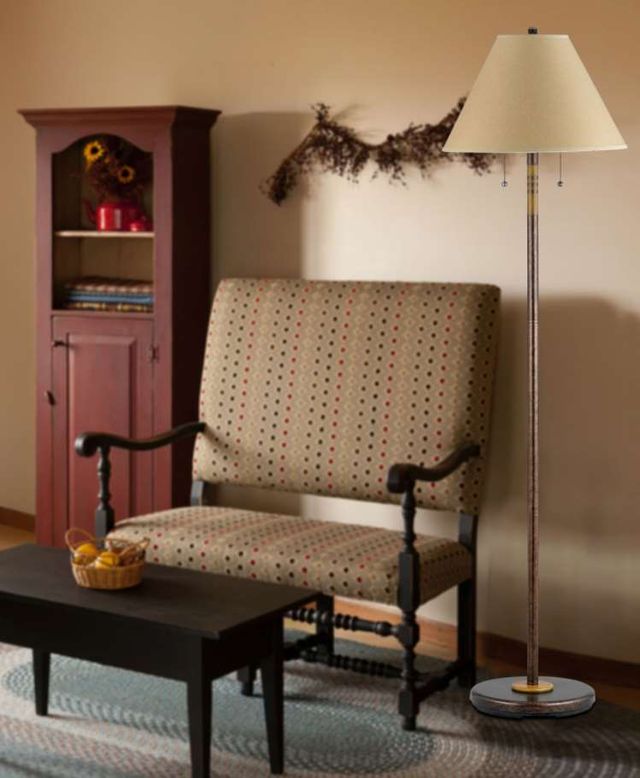 Cal® Lighting & Accessories Soho Beige/Rust Floor Lamp with Pull Chain Switch-1