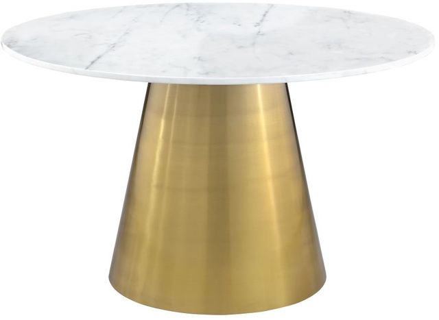 Coaster® Ambrose White Dining Table with Brushed Gold Base-0
