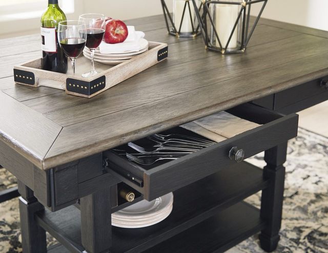 Signature Design by Ashley® Tyler Creek Weathered Gray Counter Height Dining Table with Black Storage Base-1