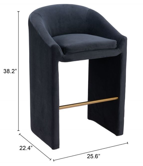Zuo® Modern Emas Midnight Gray Barstool-1