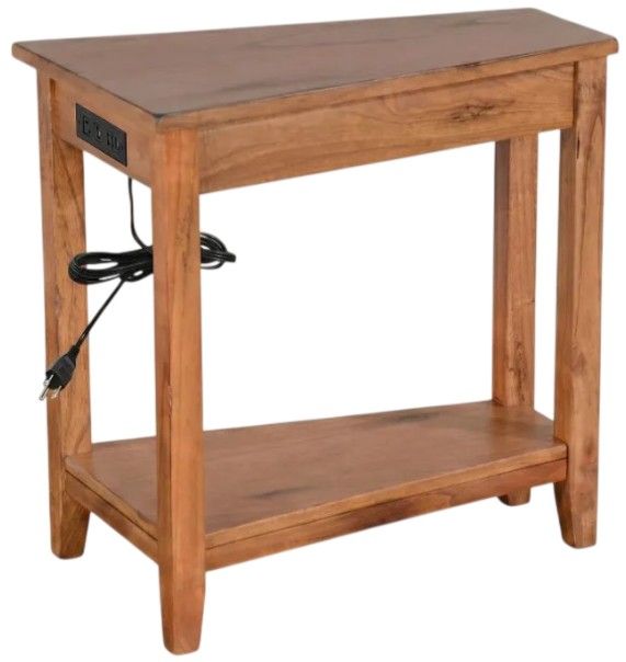 Sunny Designs™ Santa Fe Rustic Oak Chair Side Table with Power Strip-2