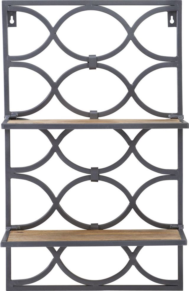 Powell® Wesson Antique Nickel/Natural Wall Shelves-2