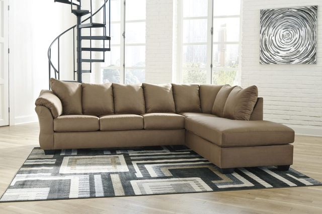 Signature Design by Ashley® Darcy 2-Piece Mocha Right-Arm Facing Sofa Sectional and Chaise-3