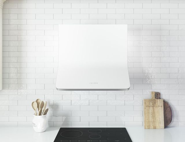 Zephyr Designer Collection Horizon 36" Matte White Glass Wall Mounted Range Hood-3