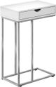 Monarch Specialties Inc. White 25"H Drawer C Table with Silver Metal Base-0