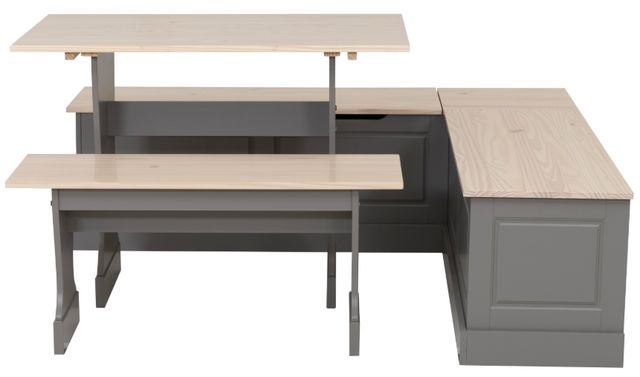 Linon Norah 3-Piece Gray/Maple Table Bench Nook Set-0
