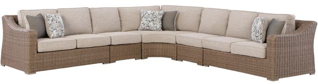 Signature Design by Ashley® Laguna Heights 5-Piece Beige Aluminum/Fabric/Wicker Outdoor Sectional-0