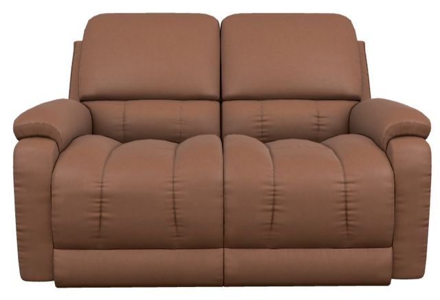La-Z-Boy® Greyson Caramel Leather Manual Reclining Loveseat-1