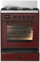 Ilve® Majestic III 30" Burgundy Pro Style Dual Fuel Natural Gas Range with Triple Glass Door and Burnished Trim-1