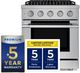 Hauslane HausPro 30" Stainless Steel Pro-Syle Dual Fuel Range with Stainless Steel Knobs-1