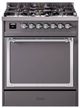 Ilve® Nostalgie II Noblesse 30'' Graphite Matte Pro Style Dual Fuel Range with Chrome Trim-0