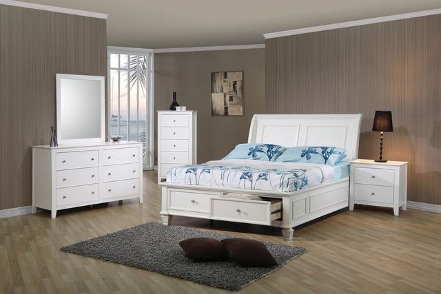 Coaster® Selena 5-Piece White Full Sleigh Bedroom Set-0