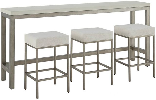 Universal Explore Home™ Oasis Antique Nickel/Nomad Snow Console with Stools-0