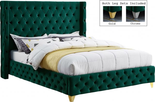 Meridian Furniture Savan Green Full Upholstered Panel Bed-3