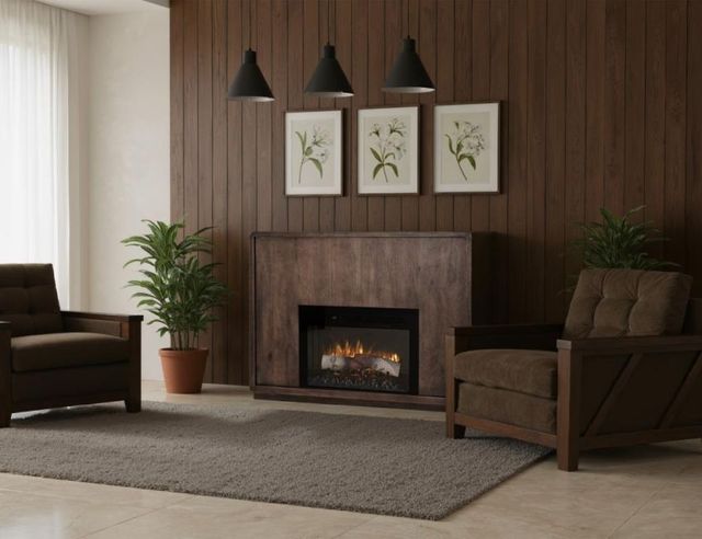 International Furniture Direct Mezquite Brown Console Fireplace-1