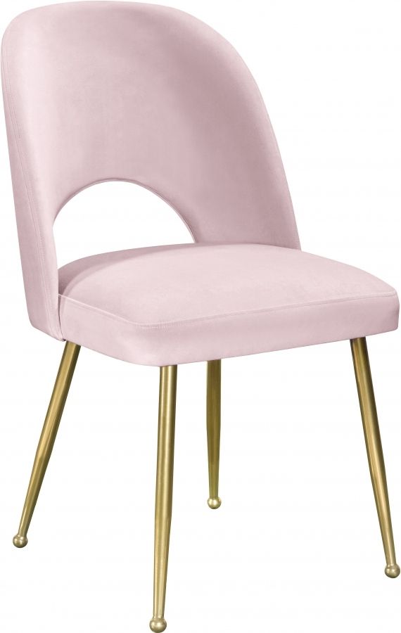 Meridian Furniture Logan Pink/Gold Velvet Dining Chair-0