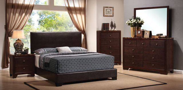 Coaster® Conner 5 Piece Dark Brown Queen Upholstered Bed Set-0